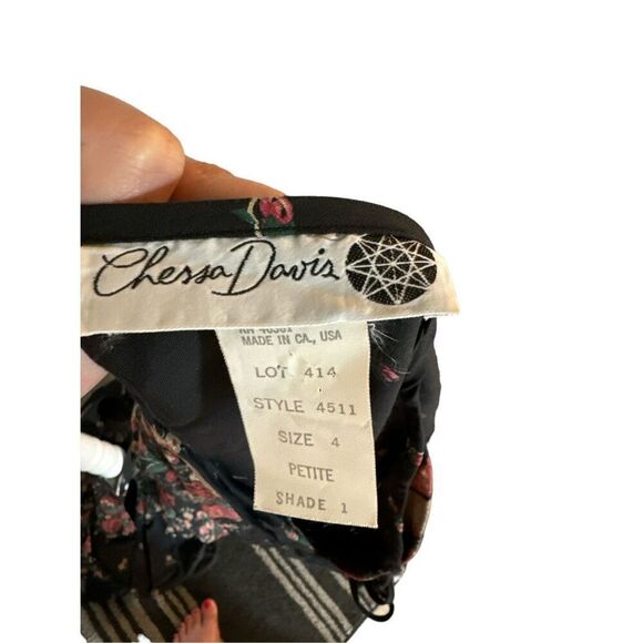 Vintage 70’s Chessa Davis USA Black Floral 2 Piece Long Maxi Dress sz 4 Women's - Picture 6 of 7